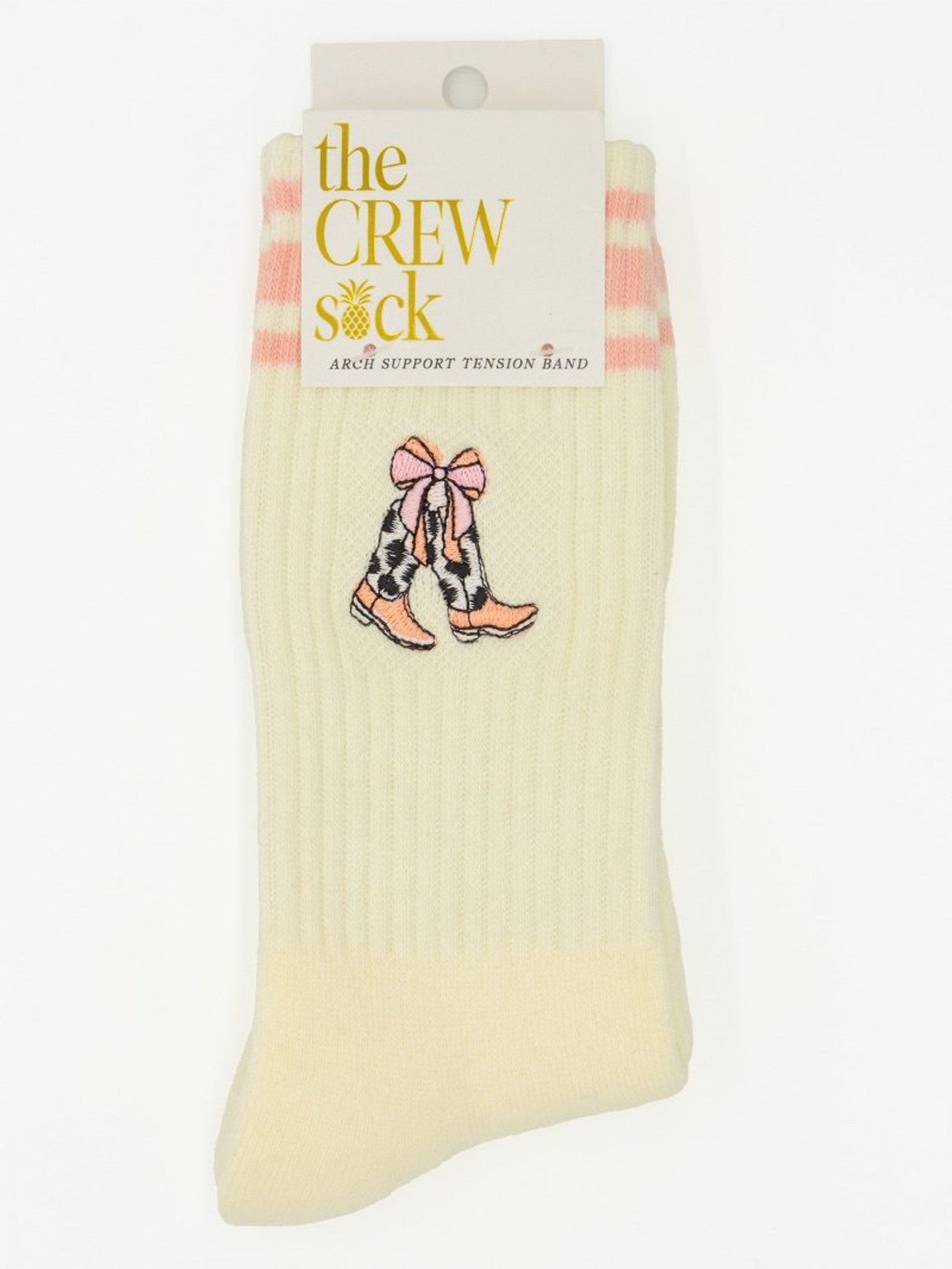 Embroidered Boot Crew Socks