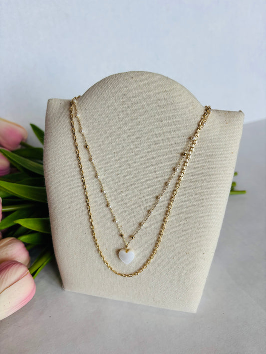 Mother of Pearl Heart Pendant Necklace