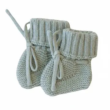 Caden Lane Knit Newborn Bow Booties | Smoke
