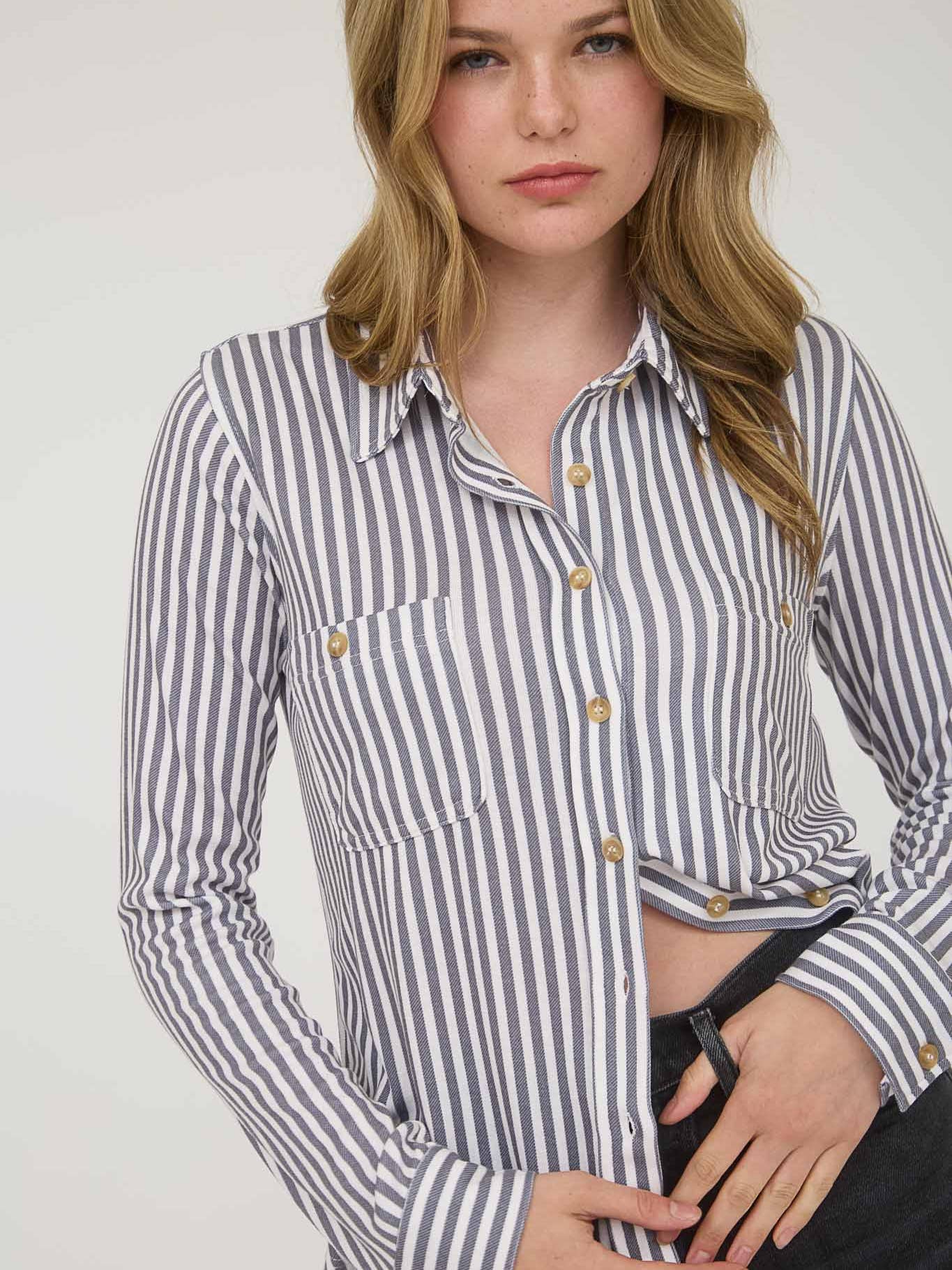 Charcoal Striped Button Down