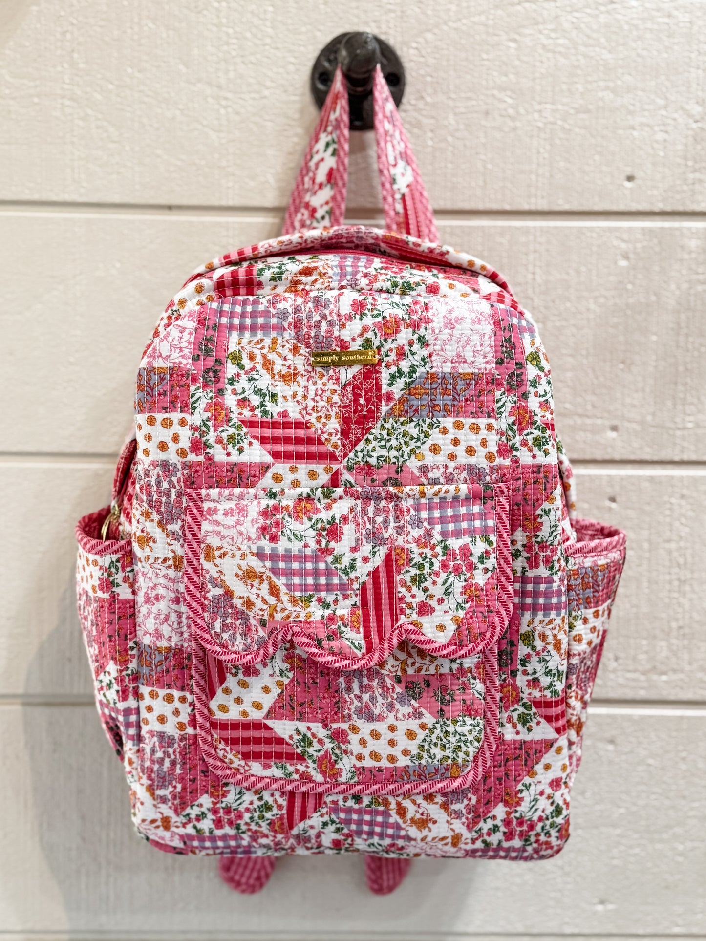 Simply Southern Quilted Backpack Pink Multi Floral