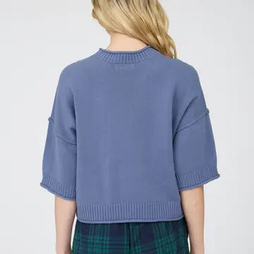 Denim Blue Short Sleeve Sweater
