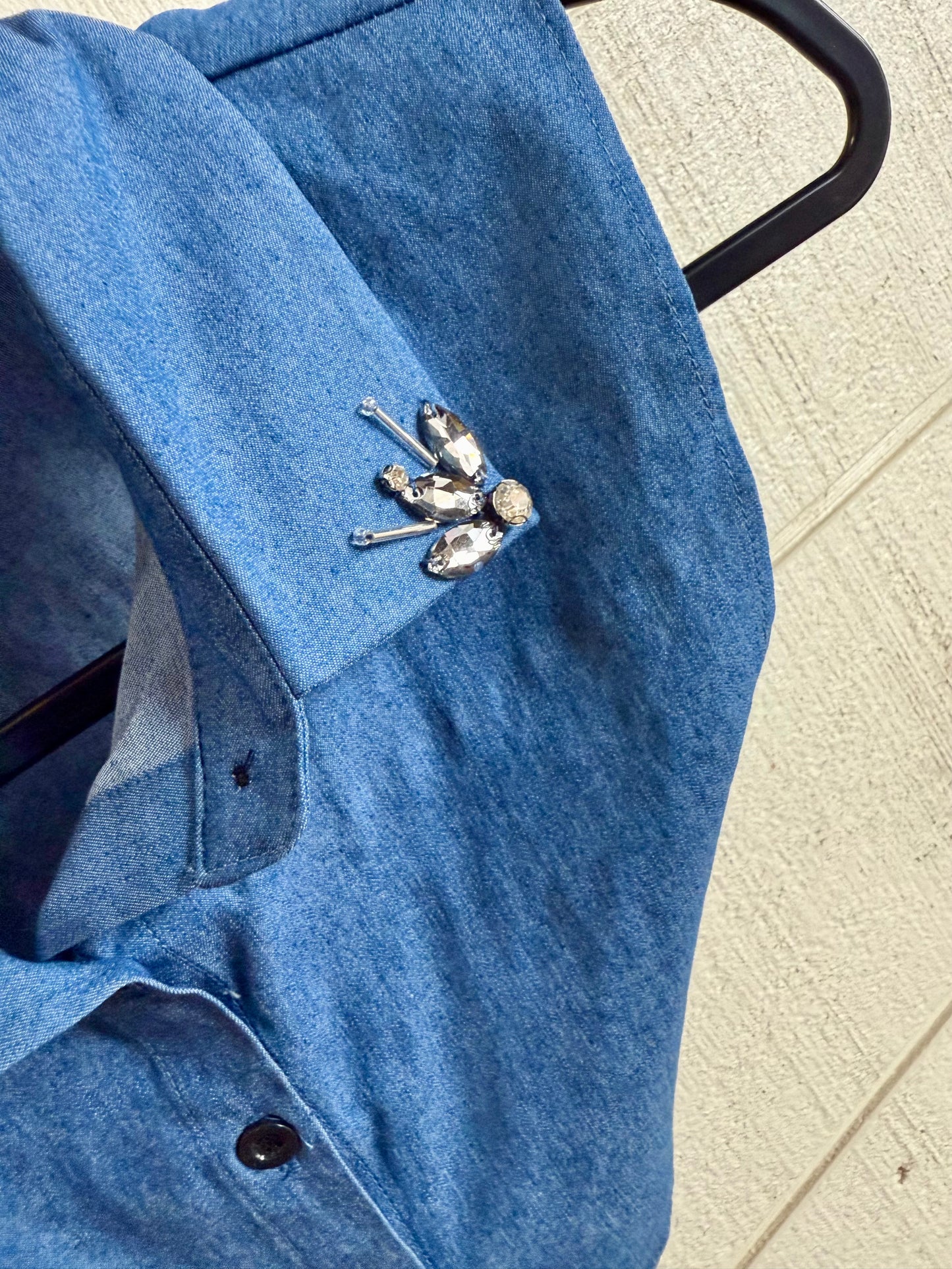 Embellished Denim Bib Collar