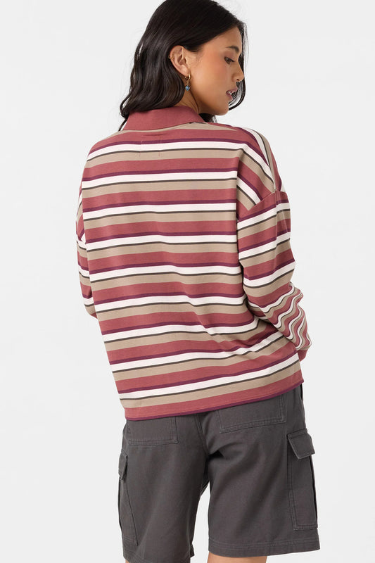 O'Neill O'Riginals Kyra Long Sleeve Crop Polo Top| Apple Butter