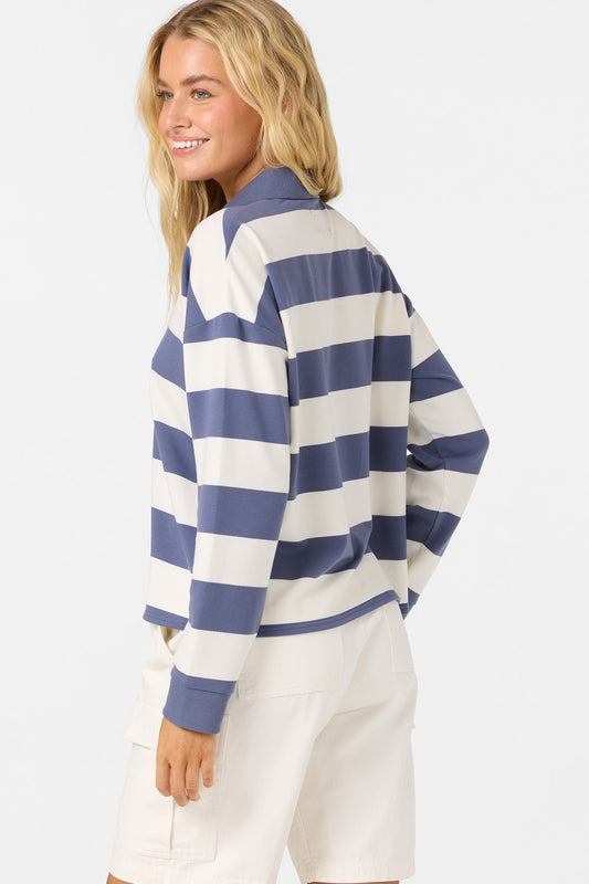 O’Neill O’Riginals Kyra Long Sleeve Crop Polo Top | Nightshadow Blue