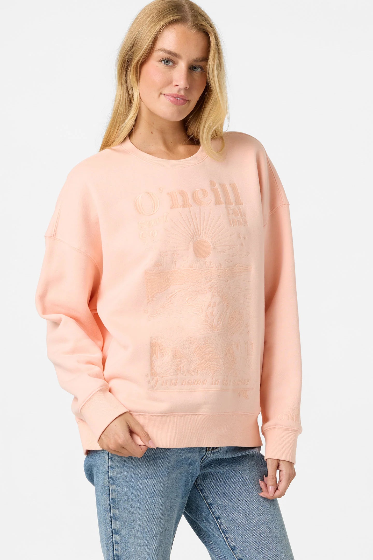 O'Neill Chore Break Oversized Crew Fleece | Peach Light