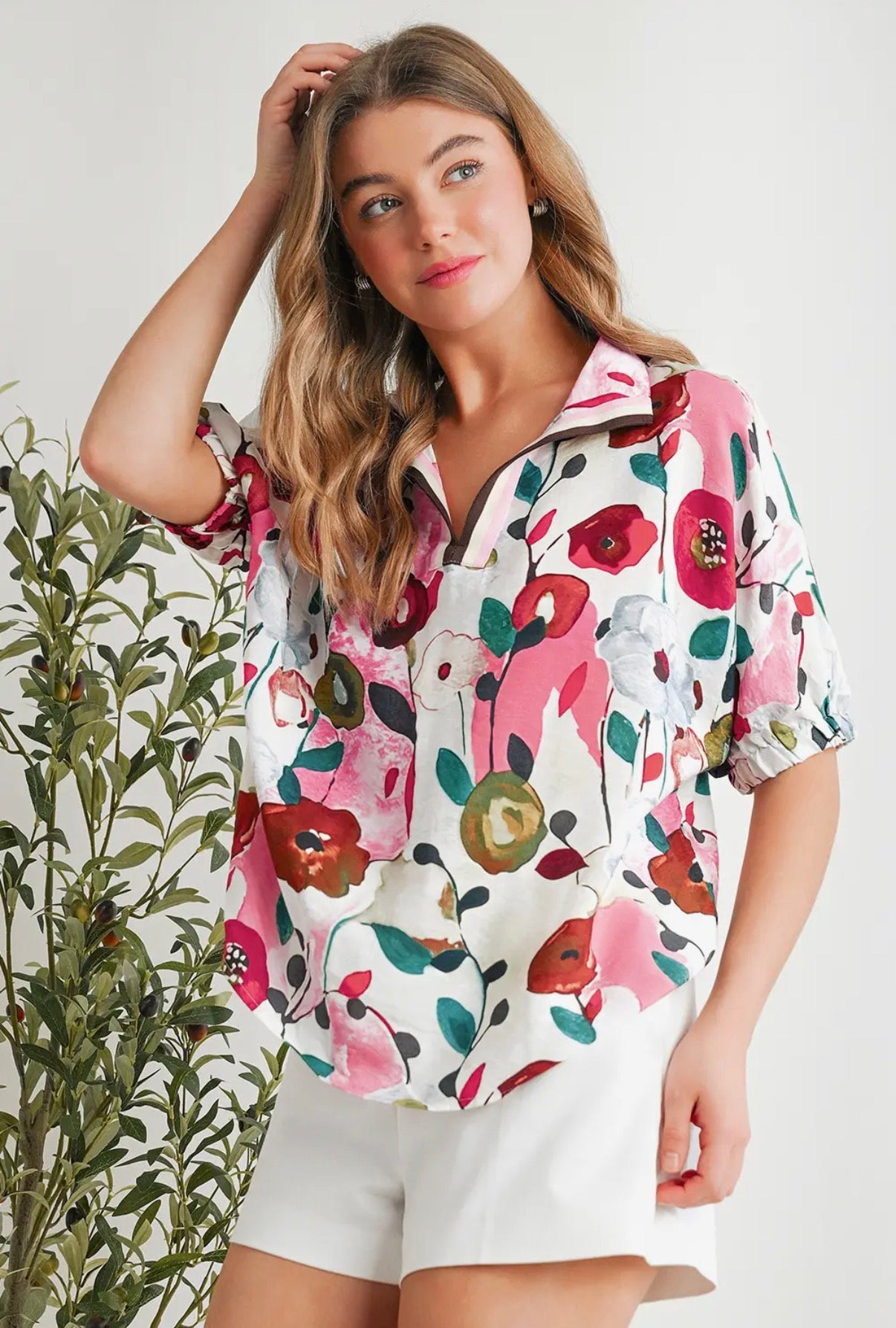Missy Pink Floral Blouse