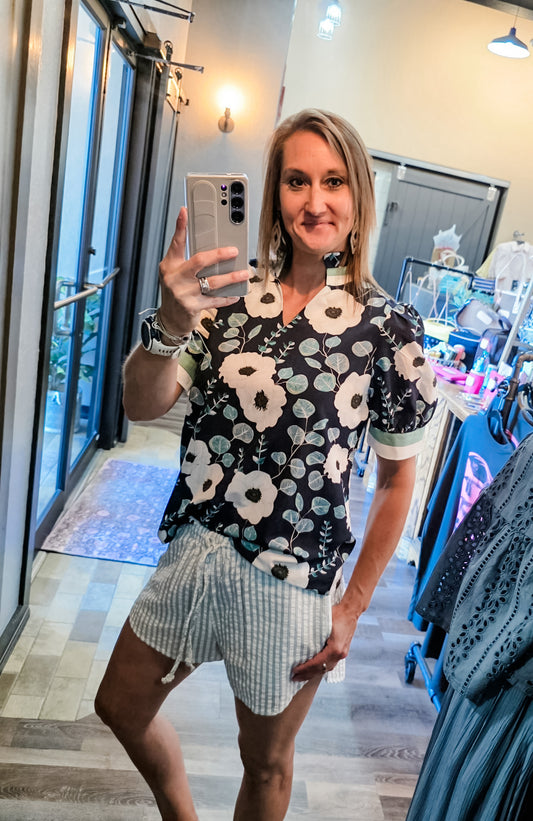 Midnight Botanical Blouse