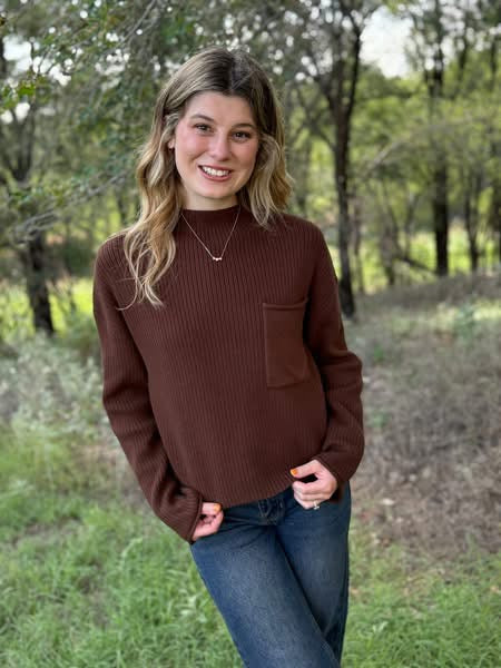 Chocolate Mock Neck Sweater