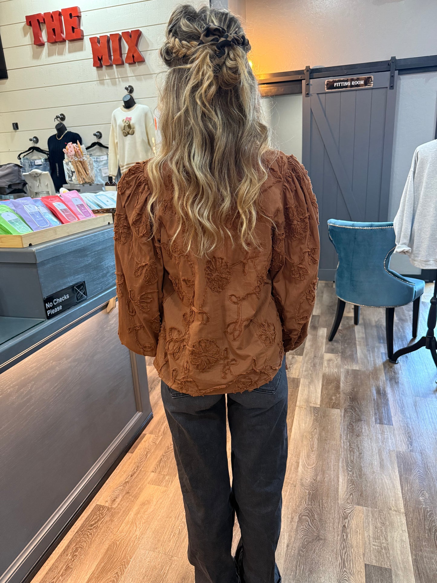 Spiced Textured Long Sleeve Blouse