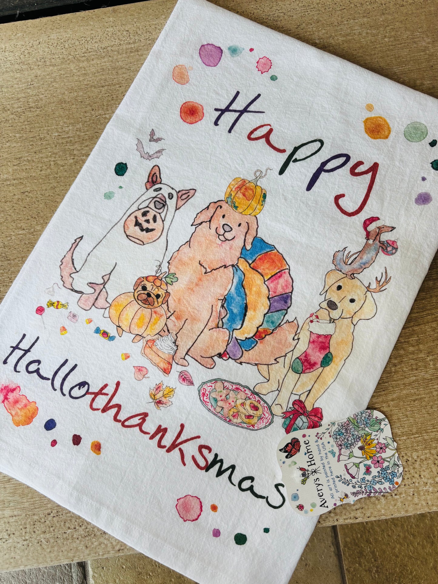 Avery’s Home | Happy Hallothanksmas Tea Towel