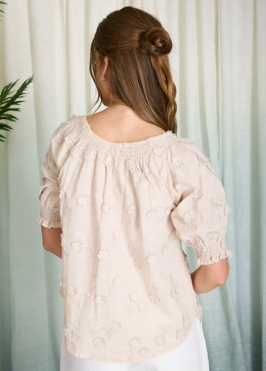 Khaki Embroidered Blouse