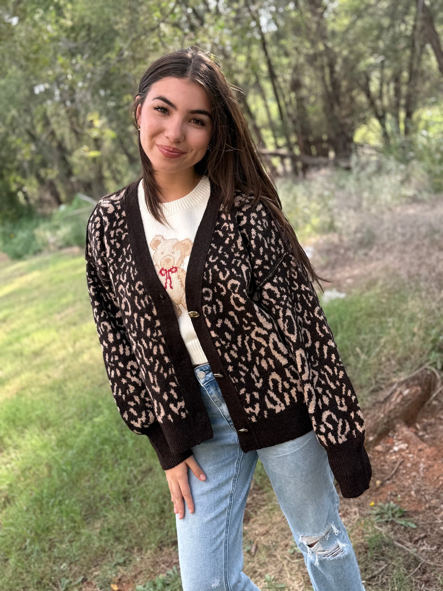 Rich Brown Cheetah Cardigan