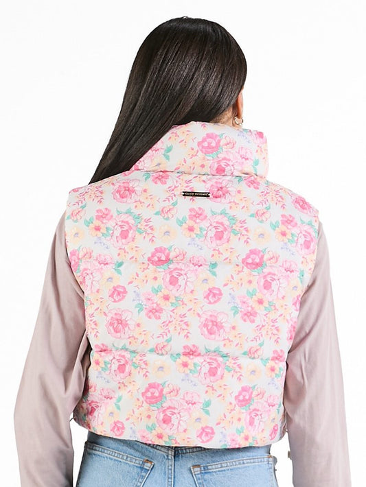 Tan Bloom Puffer Vest