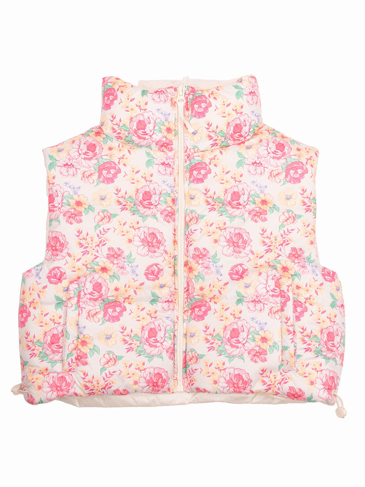 Tan Bloom Puffer Vest