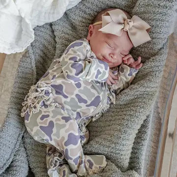 Camo Cutie Ruffle Bamboo Zipper Footie | 3-6m