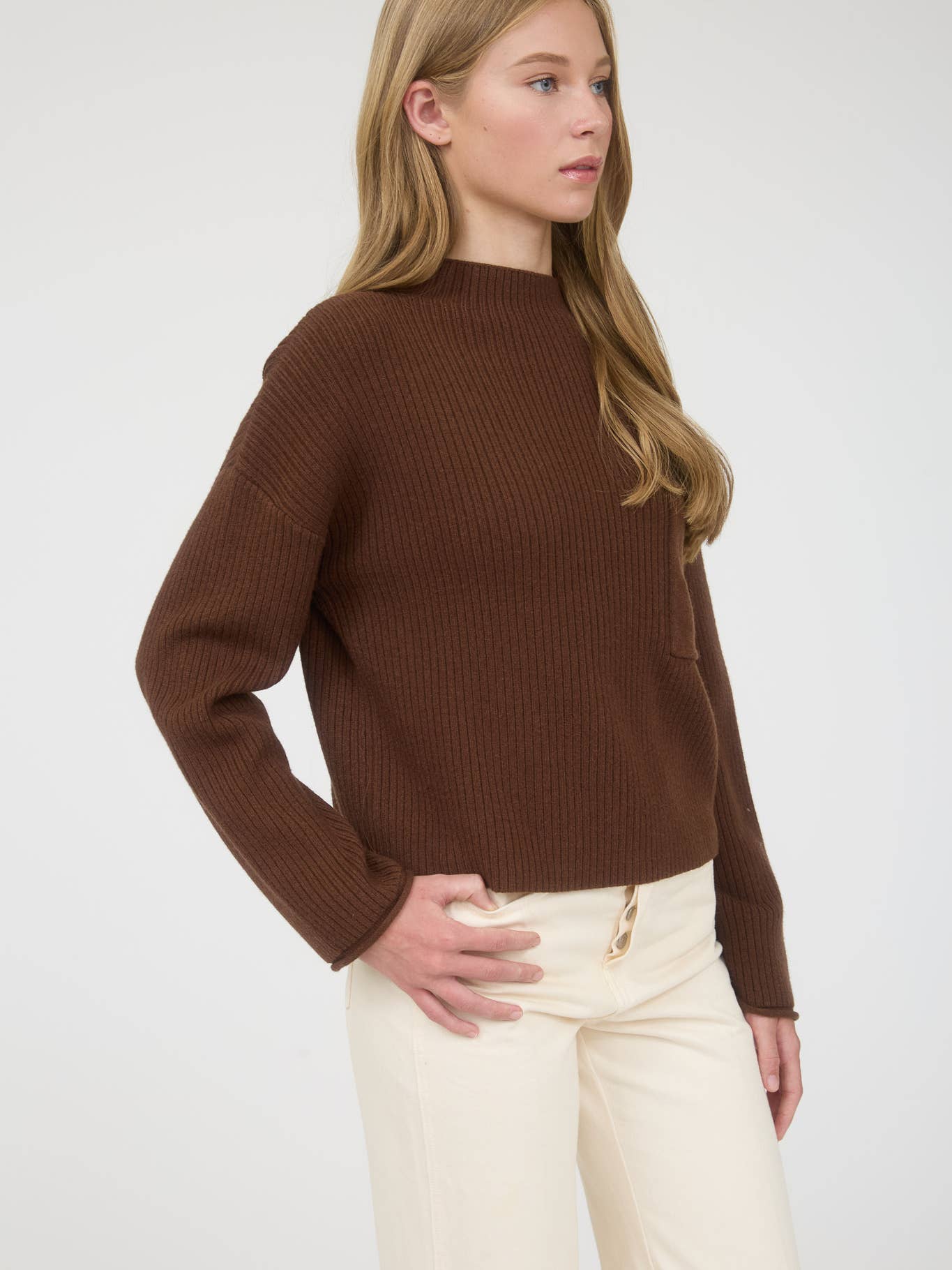 Chocolate Mock Neck Sweater