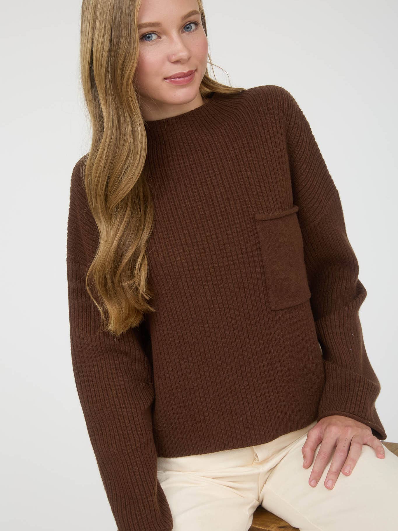 Chocolate Mock Neck Sweater