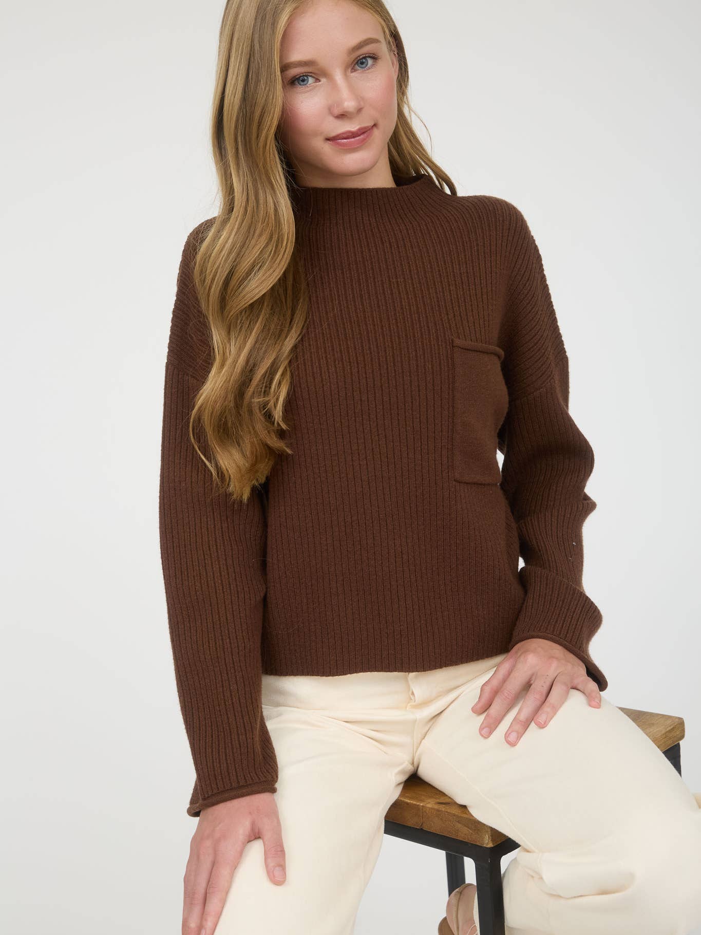 Chocolate Mock Neck Sweater