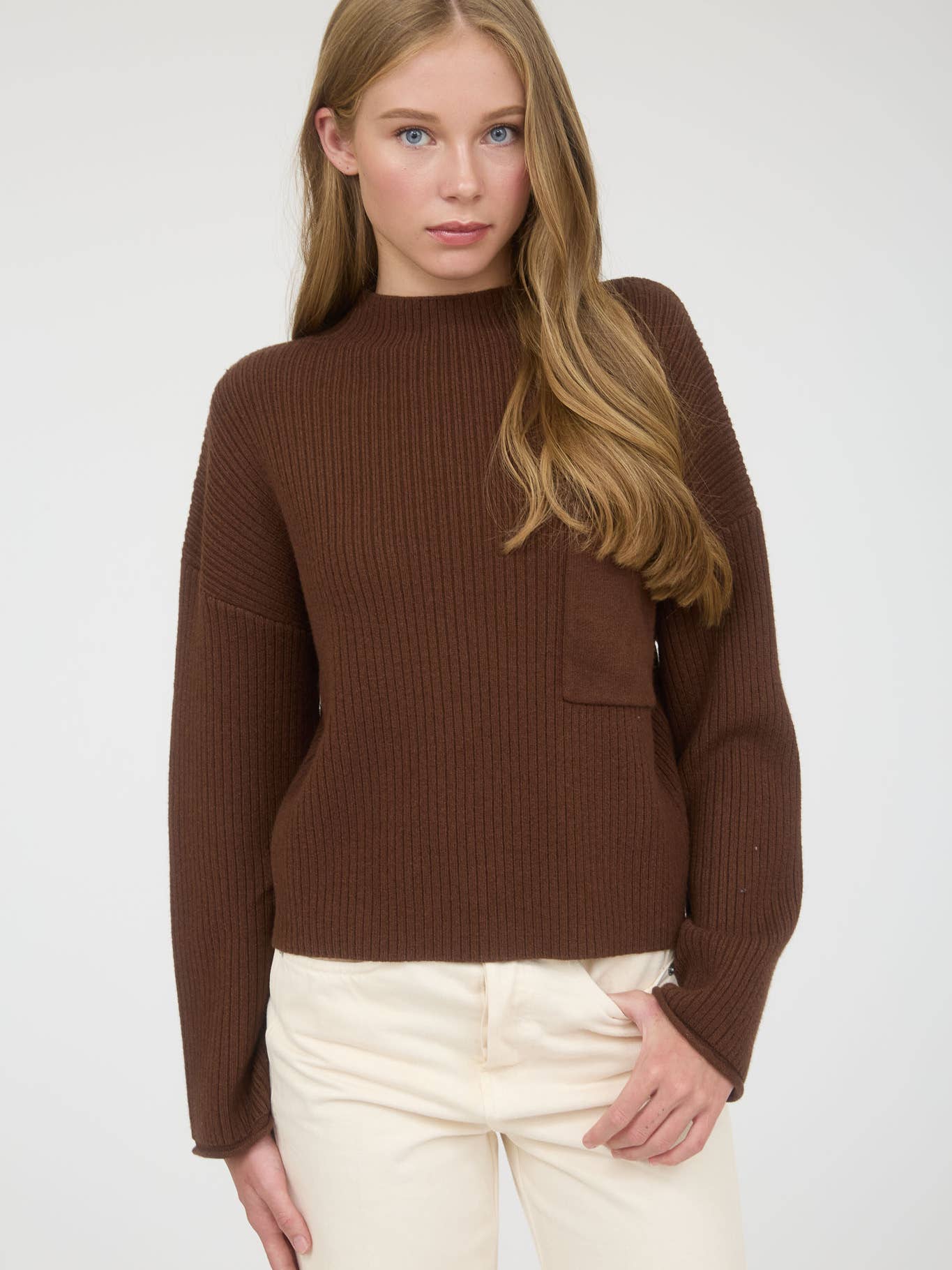 Chocolate Mock Neck Sweater
