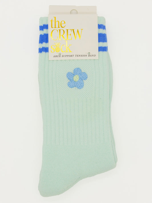 Embroidered Flower Crew Socks