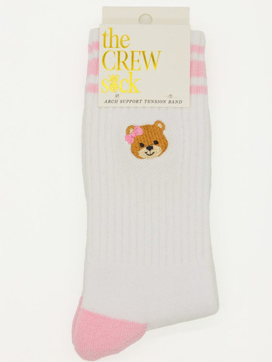 Embroidered Bear Crew Socks