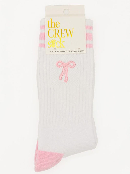 Embroidered Big Bow Crew Sock