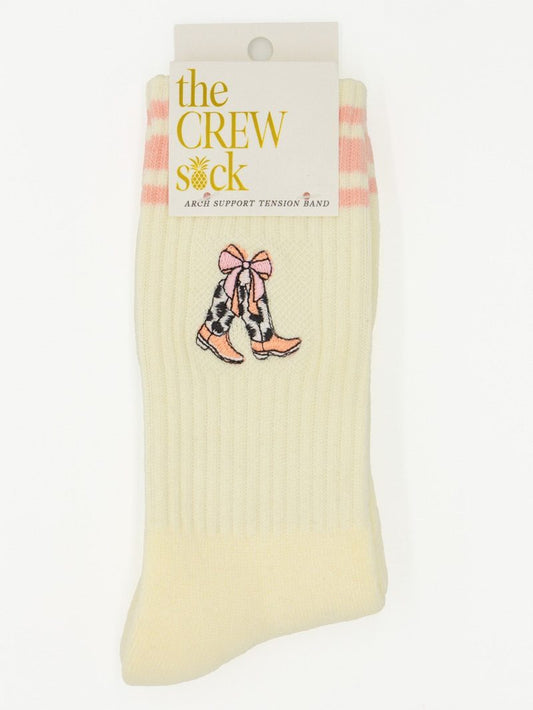 Embroidered Boot Crew Socks
