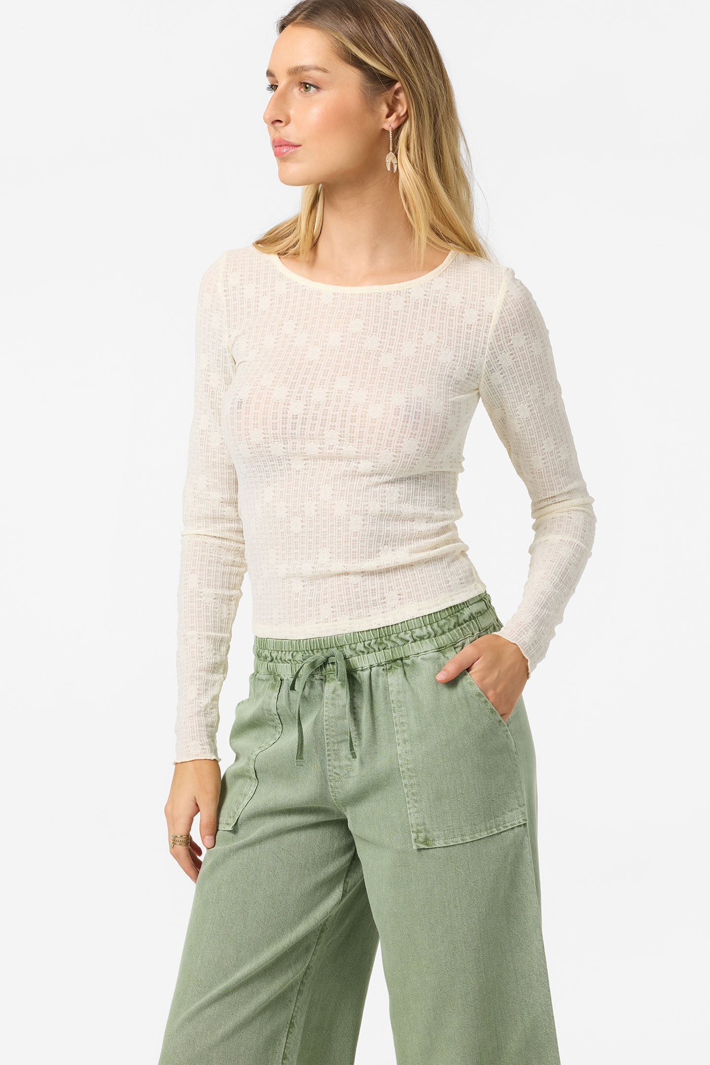 O'Neill Winter White Marliz Lace Top Long Sleeve Top