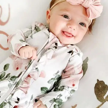 Millie's Dusty Rose Floral Ruffle Zipper Footie | 0-3m