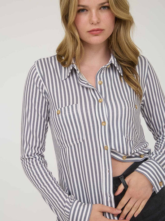 Charcoal Striped Button Down