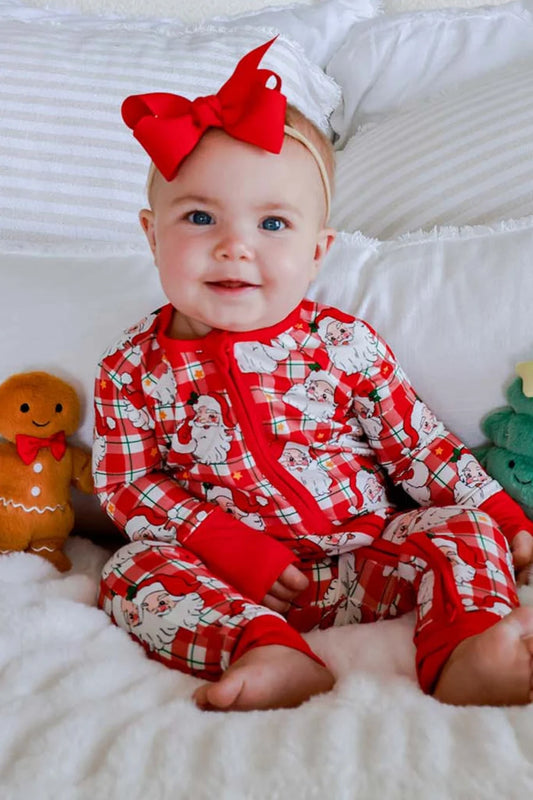 Christmas Bamboo Convertible Zipper Romper | Cozy Claus | 0-3 Months
