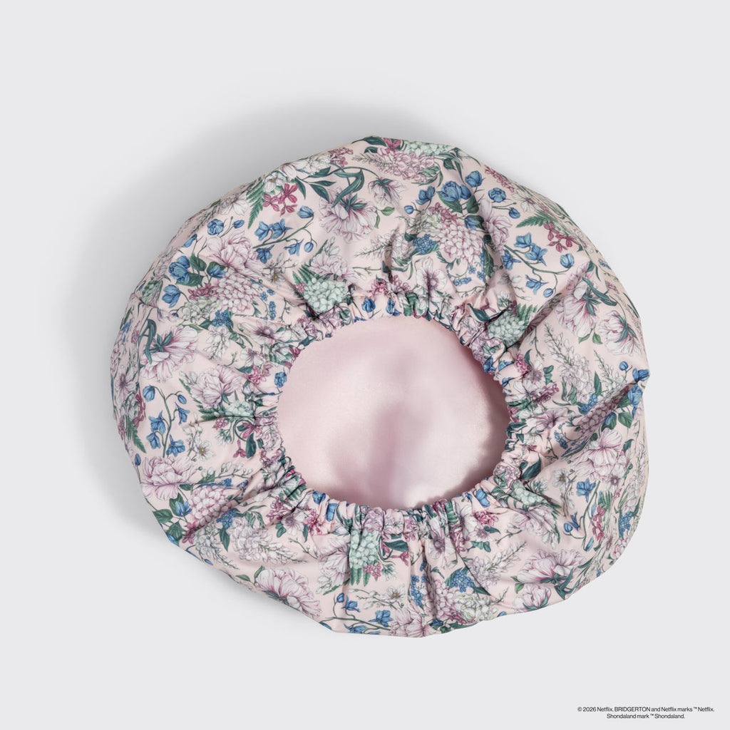 Kitsch Satin-Lined Shower Cap | Bridgerton Wisteria