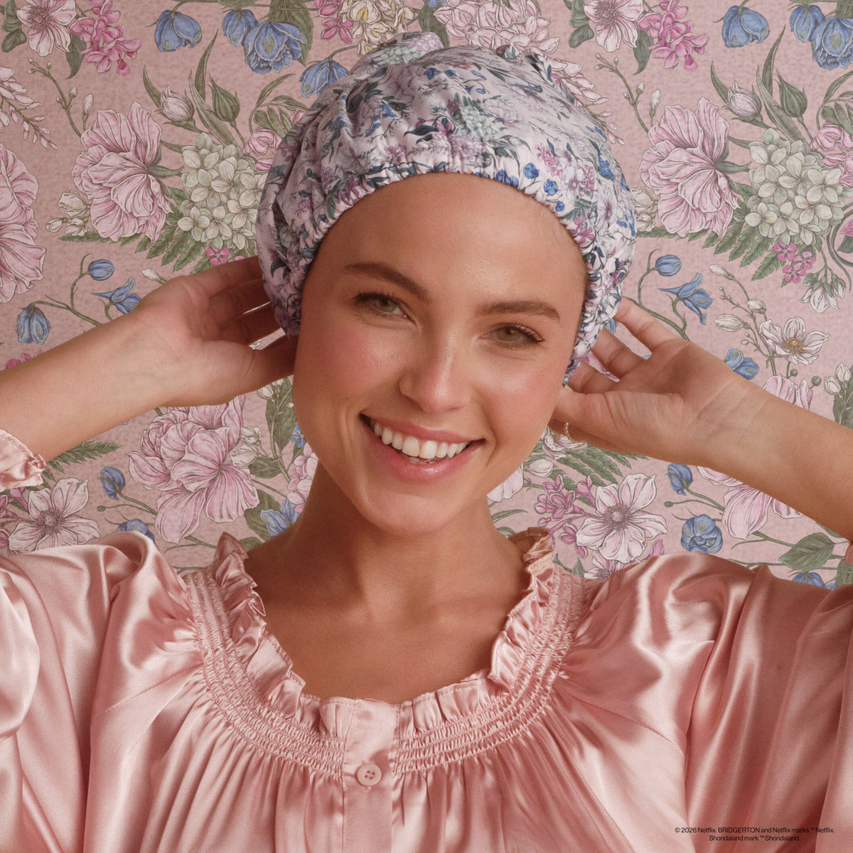 Kitsch Satin-Lined Shower Cap | Bridgerton Wisteria