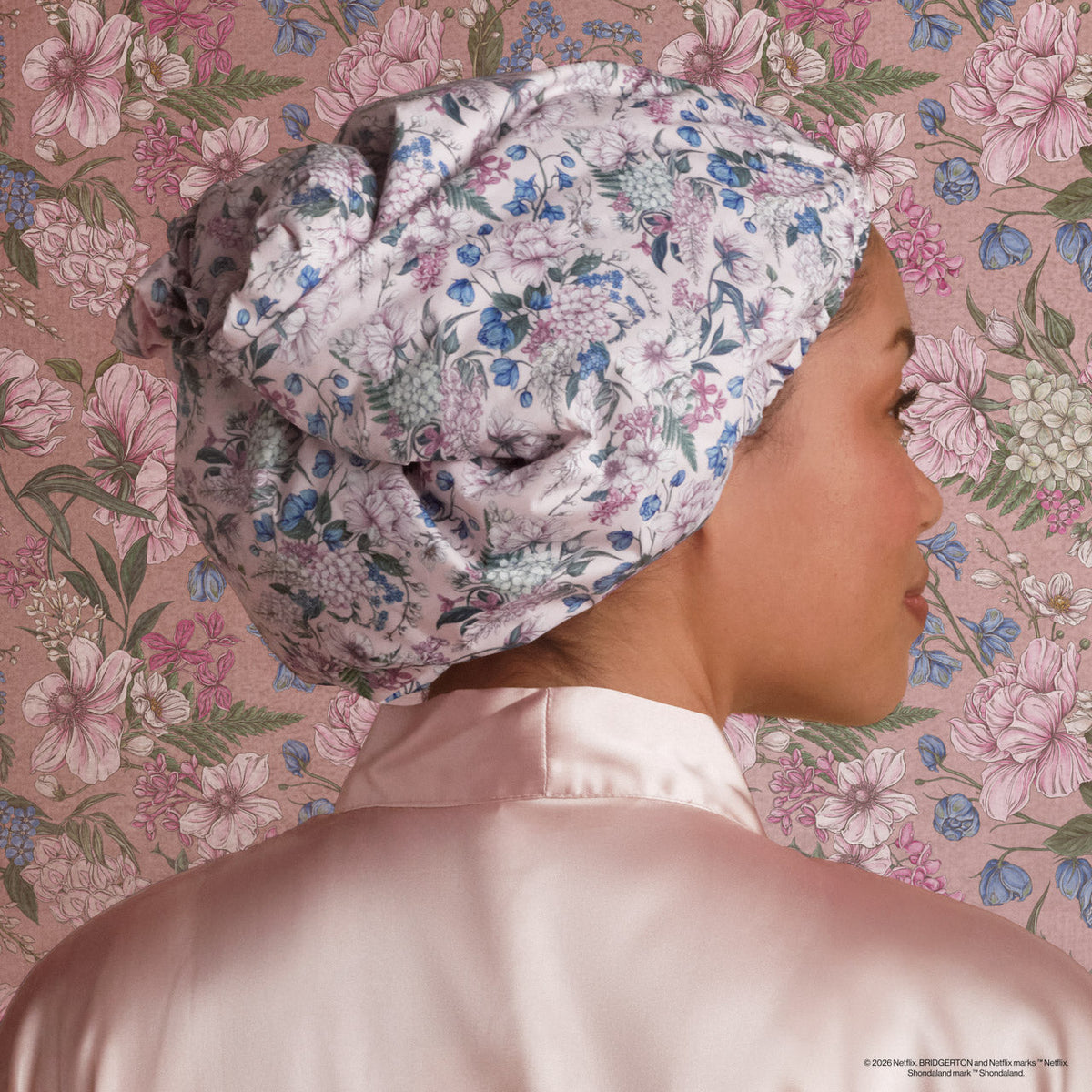 Kitsch Satin-Lined Shower Cap | Bridgerton Wisteria