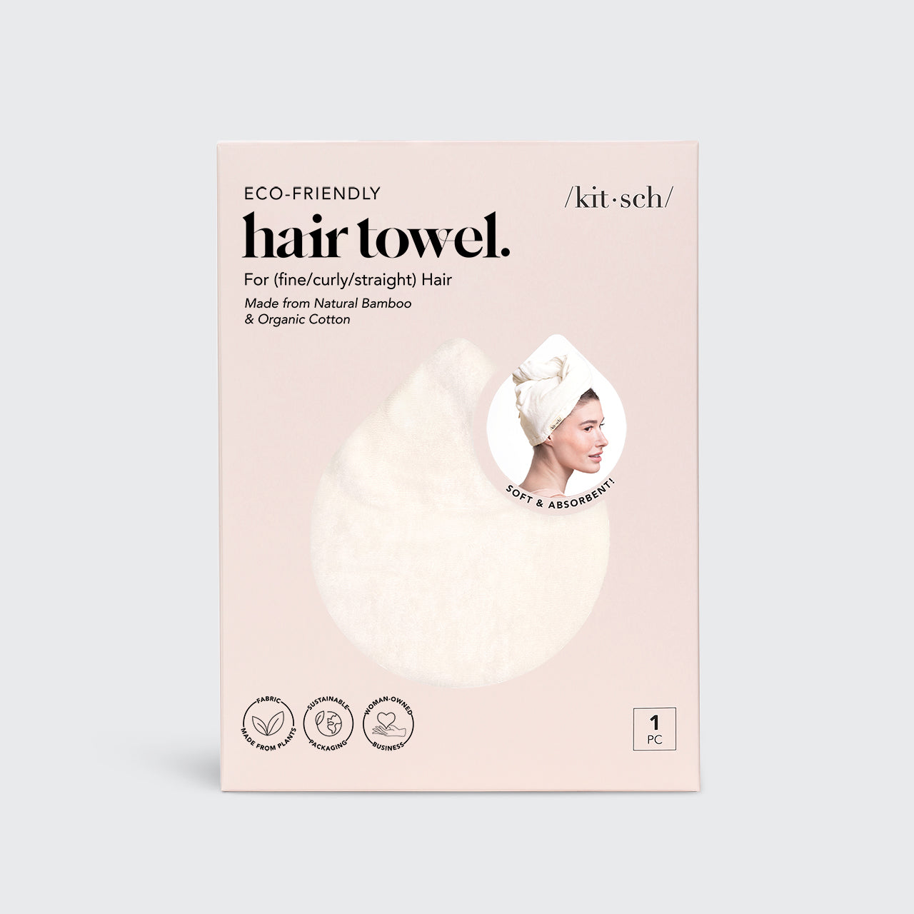 Kitsch Organic Bamboo Hair Towel | White