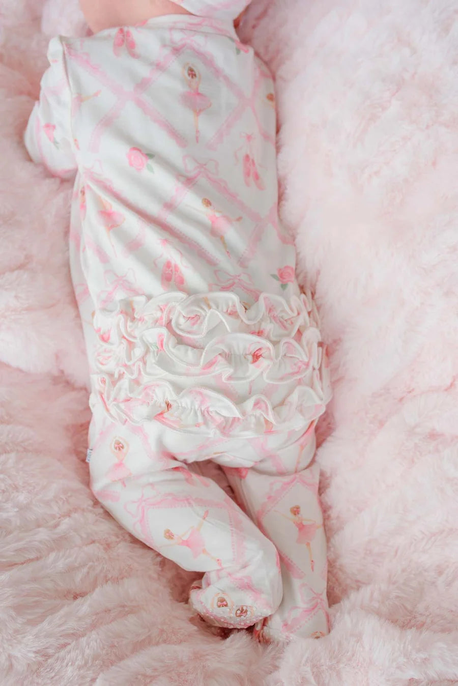 Caden Lane | Ruffle Zipper Bamboo Footie | Darling Ballerina | 3-6 Months