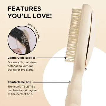Teleties Detangler Hair Brush For Thick Hair | Tan