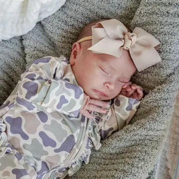 Camo Cutie Ruffle Bamboo Zipper Footie | 3-6m