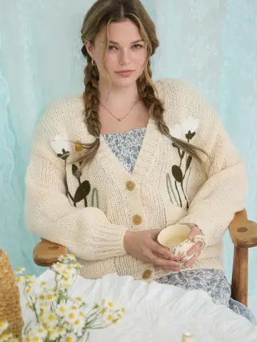Embroidered Floral Knit Cardigan