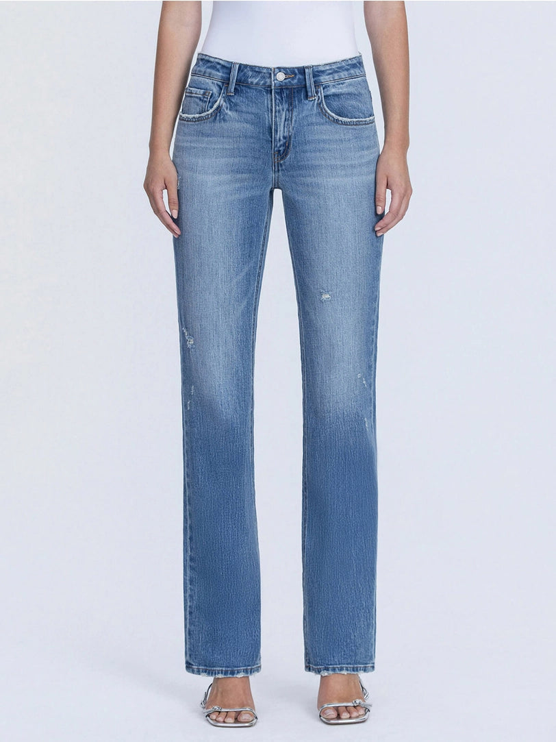 Vervet Mid Rise Full Length Medium Wash Straight Jeans | Innovative