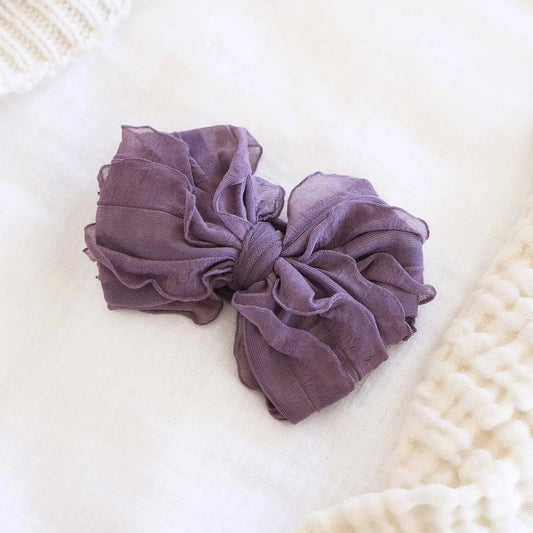 Large Ruffle Knit Bow | Elderberry