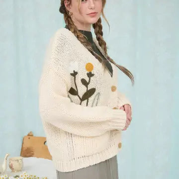 Embroidered Floral Knit Cardigan