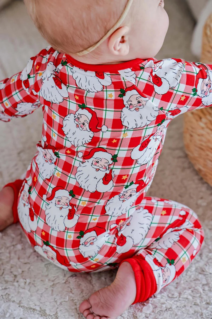 Christmas Bamboo Convertible Zipper Romper | Cozy Claus | 0-3 Months