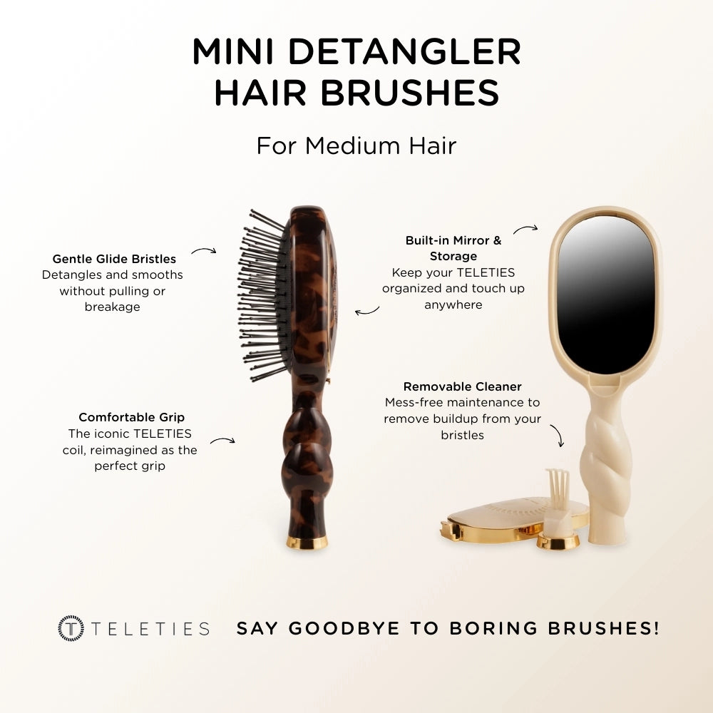 Teleties Mini Detangler Brush For Medium Hair | Tan