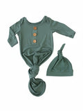 Caden Lane | Emerald Bamboo Knotted Gown & Hat Set