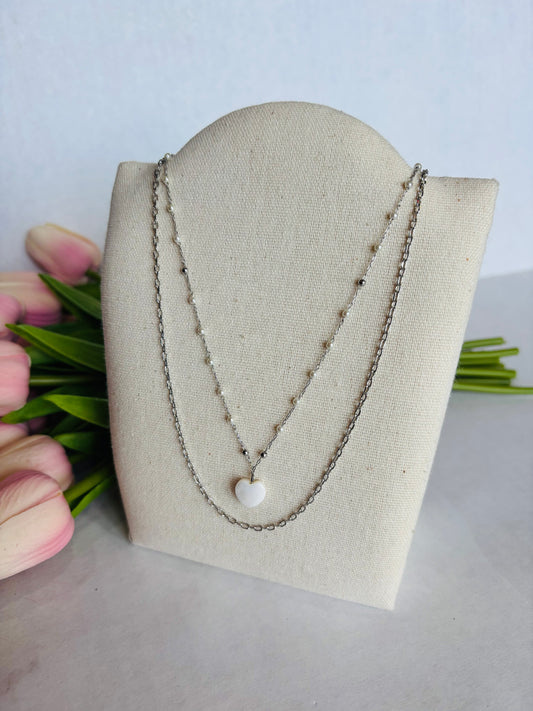 Mother of Pearl Heart Pendant Necklace