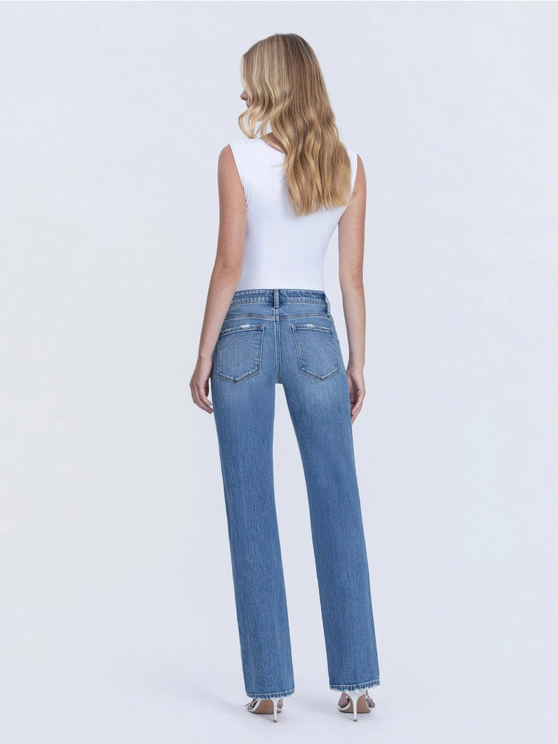 Vervet Mid Rise Full Length Medium Wash Straight Jeans | Innovative