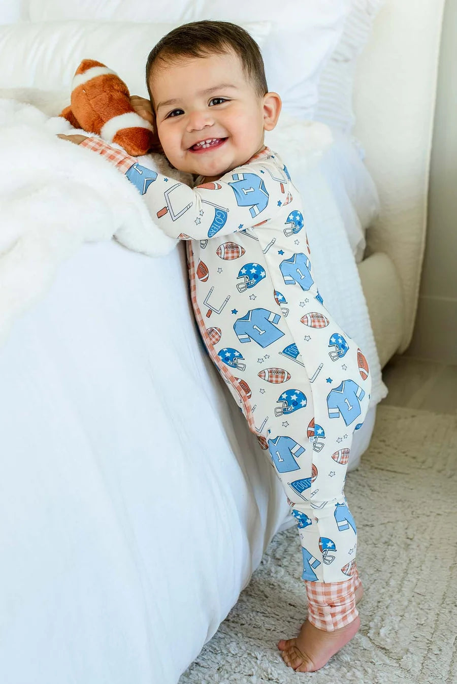 Caden Lane | Convertible Romper Huddles & Cuddles Blue | 6-12 Months