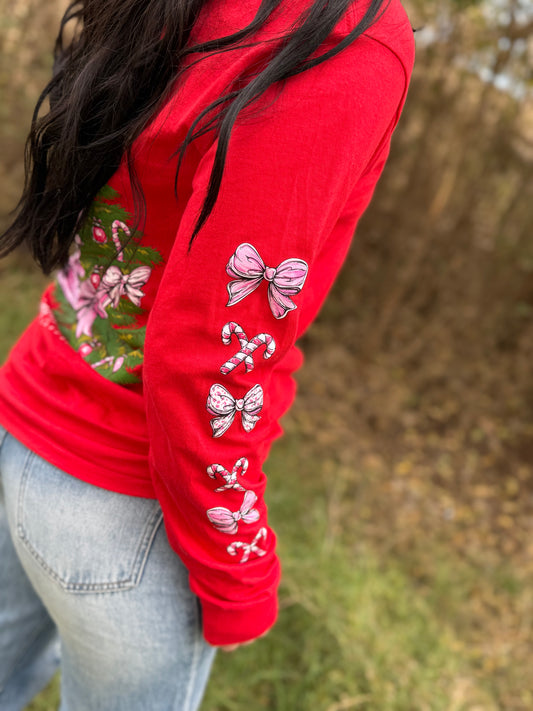 Simply Southern Christmas Tree Red Long Sleeve Tee